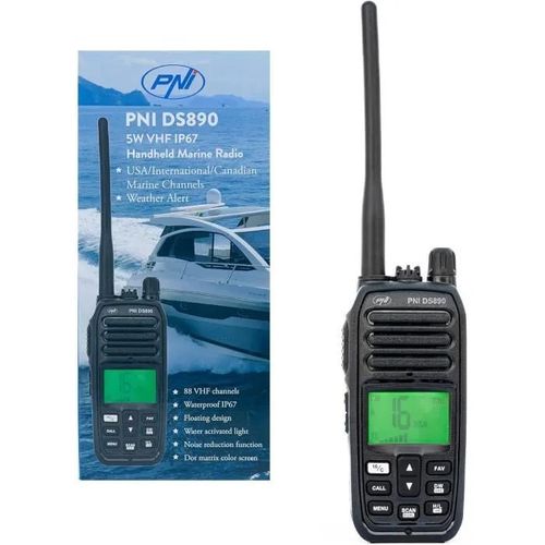 PNI DS890 Émetteur Radio Maritime Portable 88 canaux,10 canaux météorologiques,Squelch réglable,Roger Beep,Dual Watch,Scan,Call,N