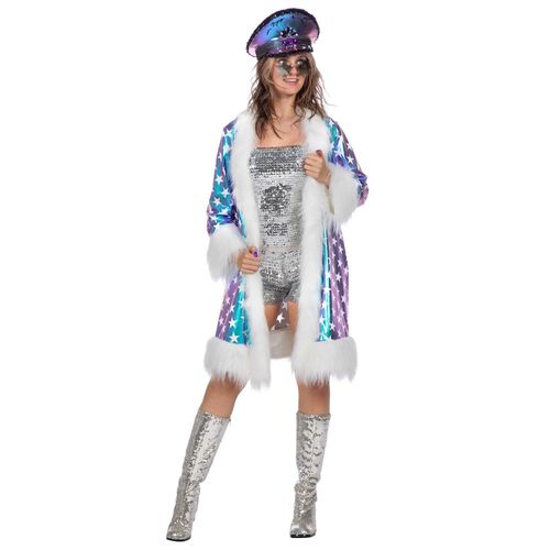 Veste Longue Bleue Étoilées Luxe Femme - Taille: 38