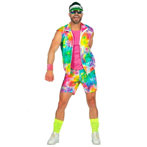 Déguisement Aérobic Tie And Dye Multicolore Fluo Homme - Taille: S