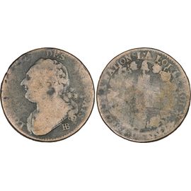 France - 1792 (An 4) - 12 Deniers Ou Sol Constitutionnel - Type Francais - Strasbourg - 27-063