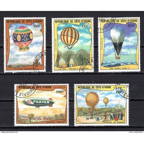 Cote D'Ivoire 1983 Dirigeable Et Montgolfieres  Serie Complete Obliteree Yvert N° Pa 77-81