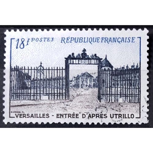 Versailles - Entrée D'Après Utrillo - 18f Brun-Lilas, Bleu-Noir & Bleu (Très Joli N° 988) Obl - France Année 1954 - Brn83 - N29197