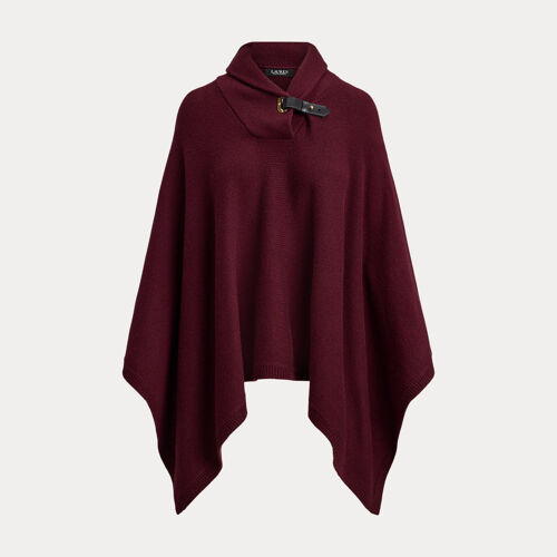 Poncho En Laine Mélangée À Boucle