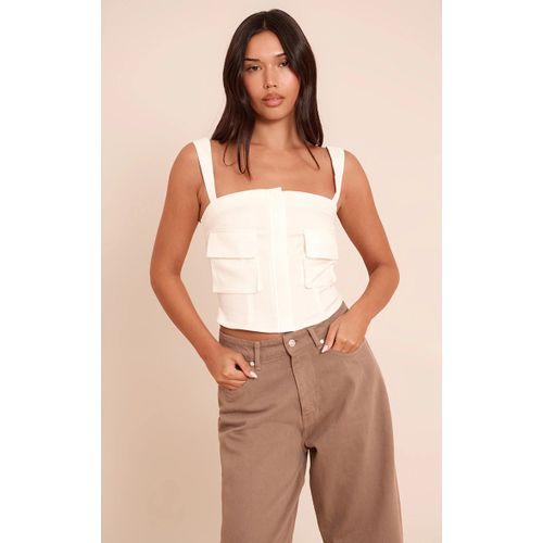 Femme Corset Tissé Crème À Zip Devant Et Poches | Taille 40