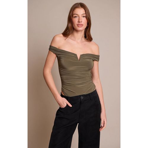 Femme Body Moulant Doublé Kaki Très Froncé | Taille 44