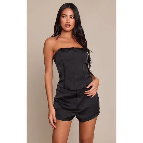 Femme Corset Satiné Noir Lisérés Structurants | Taille 40