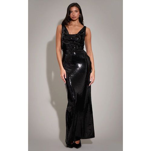Femme Robe Longue Noire À Col Bénitier Et Sequins | Taille 36