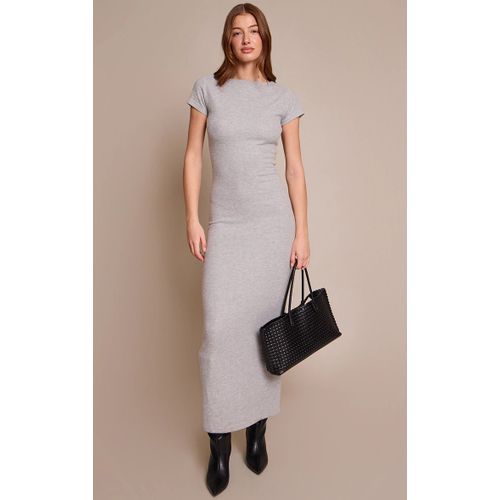 Femme Robe Longue Douce Brossée Grise À Manches Courtes | Taille 34