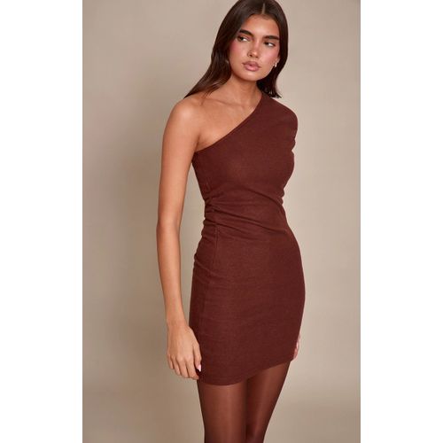Femme Robe Moulante Asymétrique Douce Brossée Marron Froncée | Taille 38