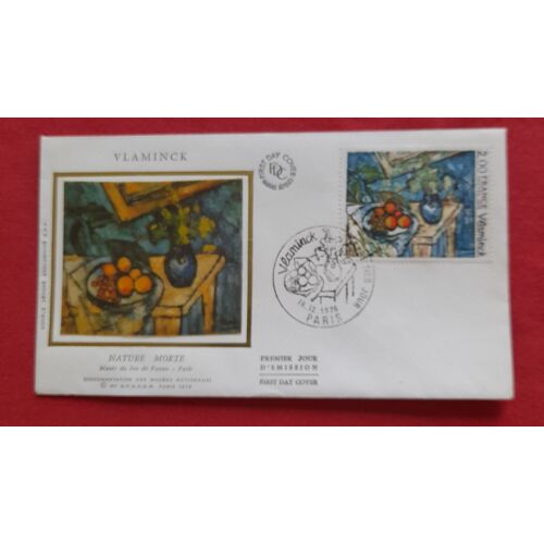 Enveloppe Fdc Premier Jour D'Émission -18 Décembre 1976 - Tableau De Vlaminck "Nature Morte" Musée Du .Jeu De Paume, Paris.