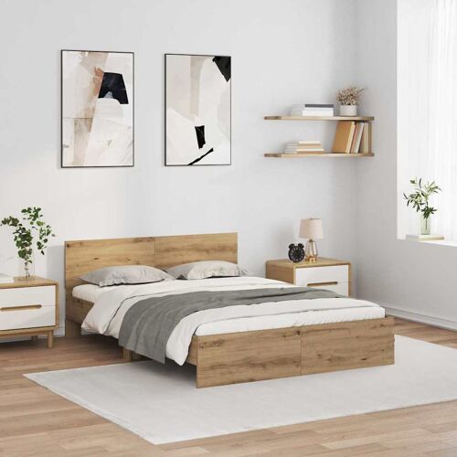 vidaXL Cadre de lit Chêne artisanal 120 x 190 cm Bois d'ingénierie