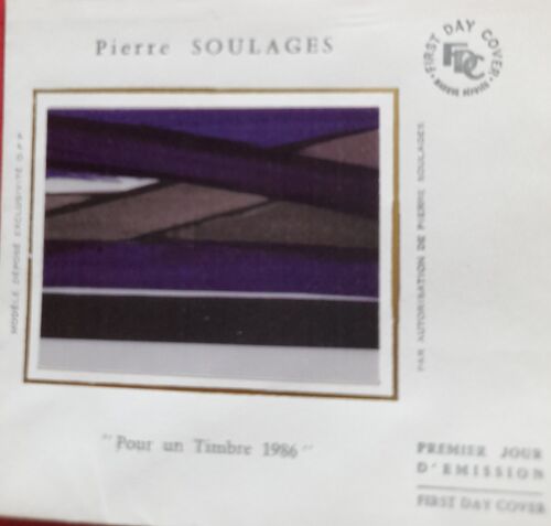 Enveloppe Premier Jour D'Émission (Fdc) Pierre Soulages 20 Déc. 1986 Paris - Tableau "Pour Un Timbre 1986" - Par Autorisation De Pierre Soulages.