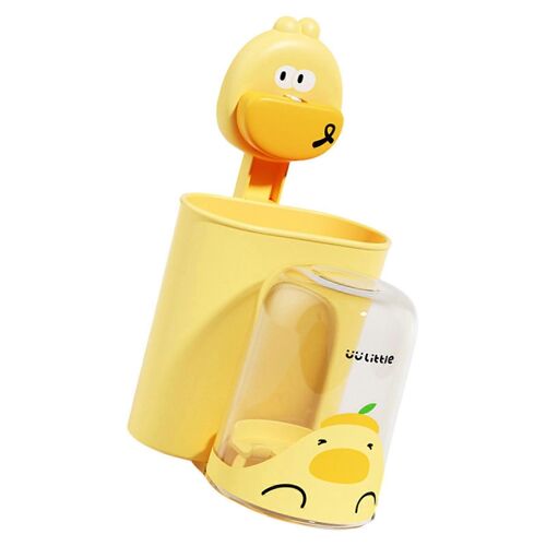 Porte-brosse a dents mural pour enfants, motif canard jaune, ventouse puissante, design compact et peu encombrant.