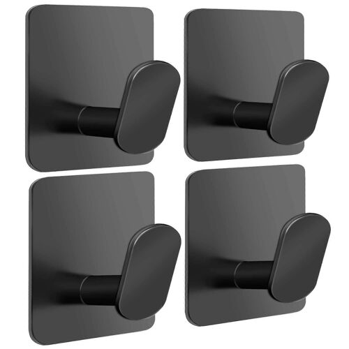 Lot de 4 crochets adhesifs pour suspendre manteau, chapeau, serviette, peignoir - Acier inoxydable mat.