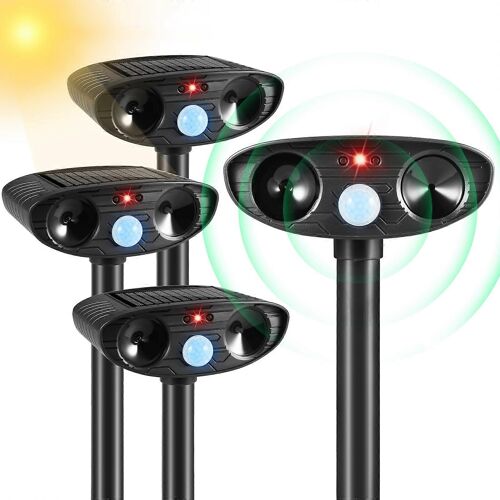Repulsif a ultrasons pour animaux, repulsif solaire d'exterieur avec detecteur de mouvement pour jardin