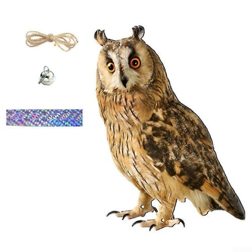 Effaroucheur d'oiseaux hibou realiste en acrylique avec cordon pour la protection contre les nuisibles en exterieur (A)