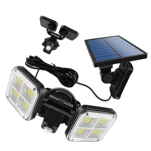 Lampe Solaire Murale Exterieure A Double Tete Cob Avec Detecteur De Mouvement Pour Jardin, Allee Et Terrasse. Installation Facile.