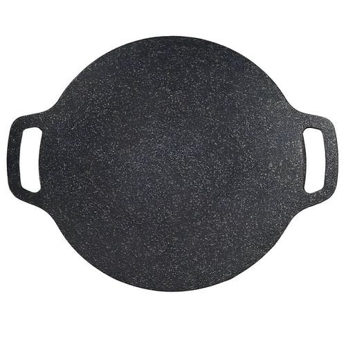 Plaque de cuisson en acier inoxydable avec poignees, 34 cm, ideale pour les cuisinieres a gaz et a induction, pour les barbecues coreens et plus encore.