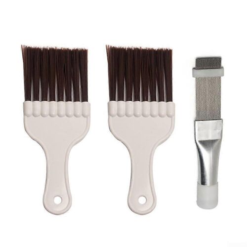 Ensemble compact de 3 brosses pour le nettoyage des ailettes de climatisation et des serpentins de refrigerateur