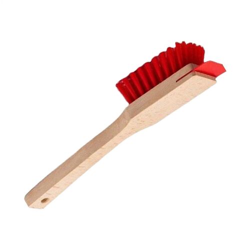 Grattoir pour plateau de coupe de tondeuse, brosse a long manche avec poils robustes pour jardin, pelouse et espaces exterieurs.