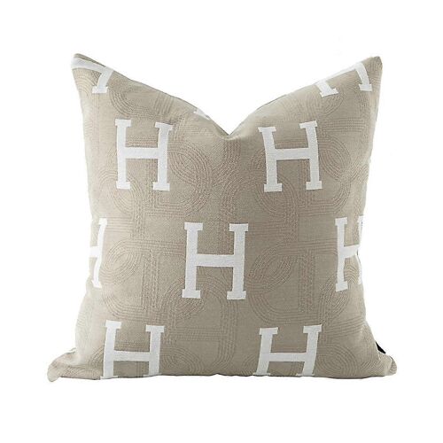 Housse de coussin 50x50 cm - Broderie lettre H - Style moderne pour canape, salon et chambre