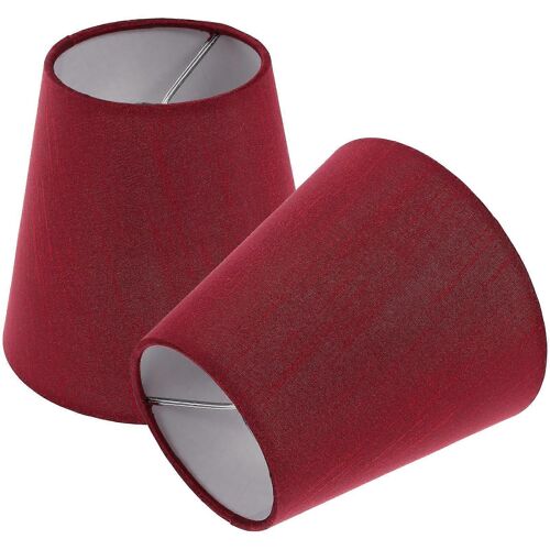 Petit Abat-Jour A Pince, Lot De 2 Abat-Jour Cylindriques En Tissu Rouge, Avec Ampoule De Rechange Pour Lustres De Table, Appliques Murales Et Lampadaires.