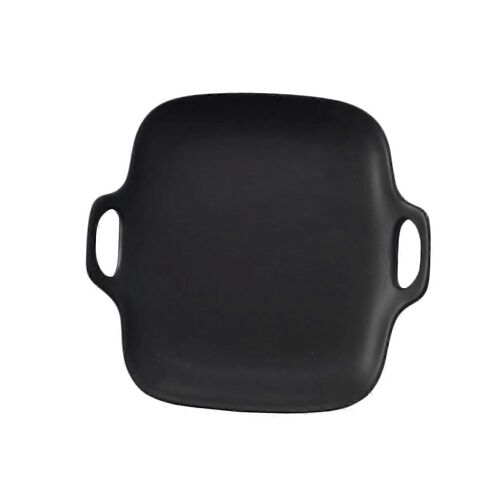 Plateau De Service En Porcelaine Noire A Double Anse, Ideal Pour Les Gateaux Aux Fruits Et Autres Preparations Patissieres. Elegant Plateau Decoratif.