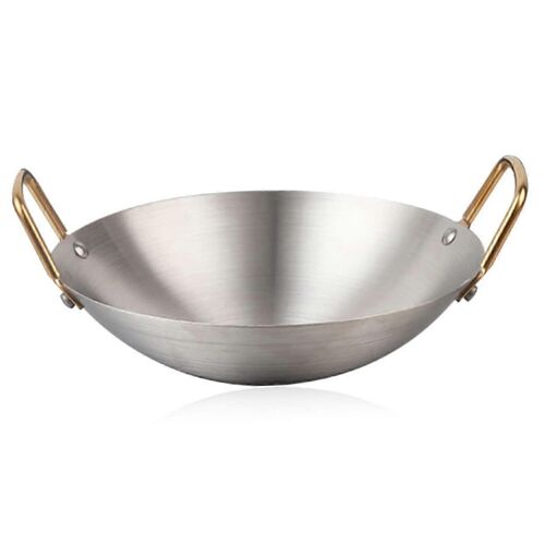 Marmite Seche En Acier Inoxydable, Poele Chinoise Profonde, Poele Ronde Lisse, Facile A Nettoyer, Poignee Binaurale, Ustensiles De Cuisine Pour La Maison Et L'exterieur