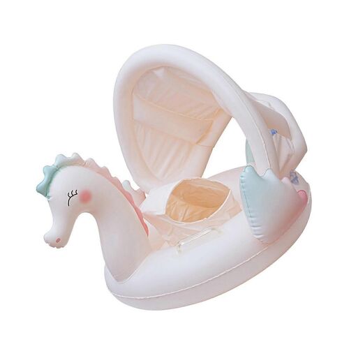 Bouee Gonflable Pour Bebe Avec Capote Amovible, Jouet Aquatique Facile A Transporter, Motif Hippocampe Danois