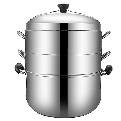 Cuiseur vapeur/soupe, acier inoxydable epais, cuiseur a riz vapeur a double fond original a economie d'energie, perfore, sans odeur (taille : 28 cm)