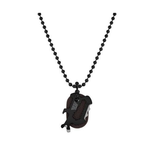 Collier - Police Man - Pj.26566psb-01 - Acier Inoxydable - Noir - Pendentif Lettre P