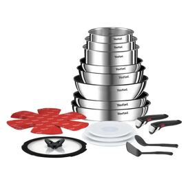 Tefal Ingenio Emotion, Batterie Cuisine 20 Pcs, Induction,Poignées Amovibles, Acier Inoxydable L897sj04