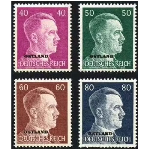 Allemagne, 3ème Reich 1941, Occupation Des Pays Baltes Et De La Russie, 4 Timbres Neufs** Luxe Yvert 37 38 39 40, Chancelier Hitler Avec Surcharge "Ostland".