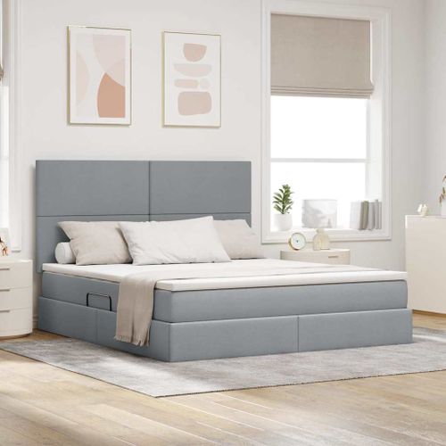 vidaXL Lit de Rangement Gris clair 160 x 200 cm Cuir synthétique