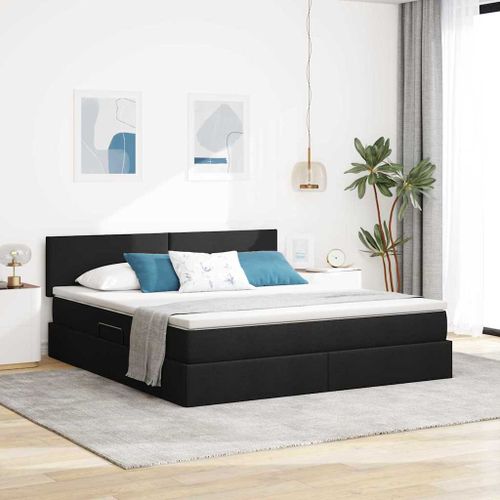vidaXL Lit avec rangement et matelas avec matelas Noir 180 x 200 cm