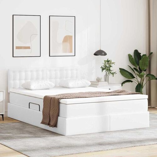 vidaXL Lit de Rangement Blanc pur 140 x 200 cm Cuir synthétique