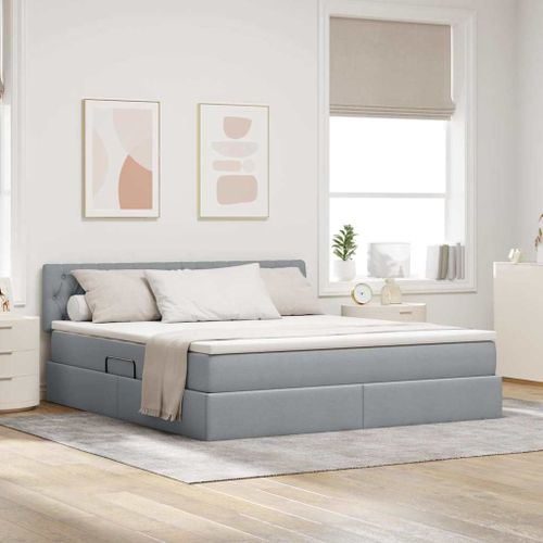 vidaXL Lit avec rangement et matelas Gris clair 160 x 200 cm