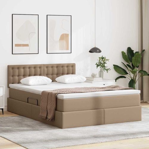 vidaXL Lit de Rangement Cappuccino 140 x 190 cm Cuir synthétique