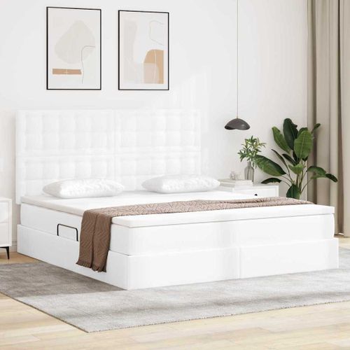 vidaXL Lit de Rangement Blanc pur 160 x 200 cm Cuir synthétique