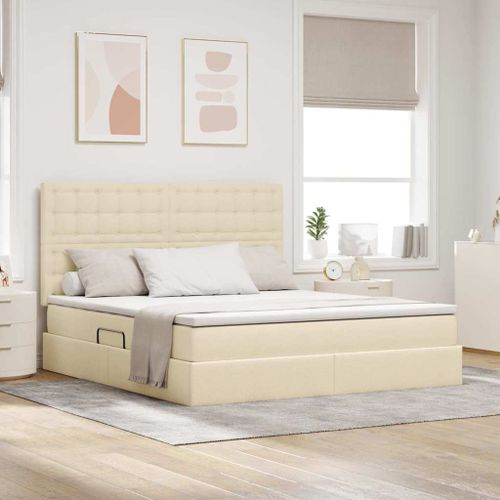 vidaXL Lit de Rangement Crème 160 x 200 cm Cuir synthétique