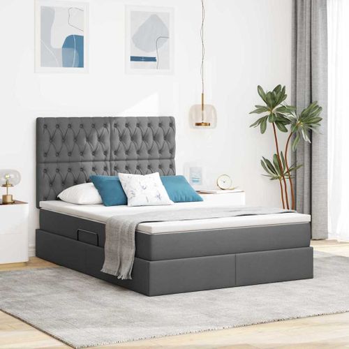 vidaXL Lit de Rangement Gris foncé 140 x 190 cm Cuir synthétique