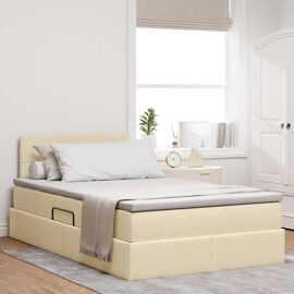vidaXL Lit avec rangement et matelas avec matelas Crème 120 x 190 cm