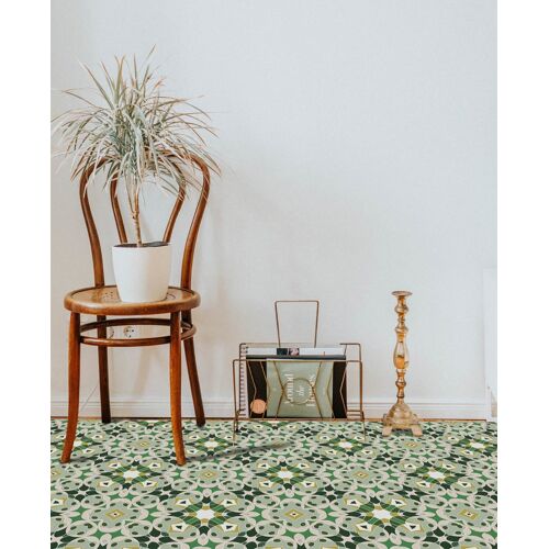 Tapis Vinyle Hydraulique Type Oriental Vert 120x170cm