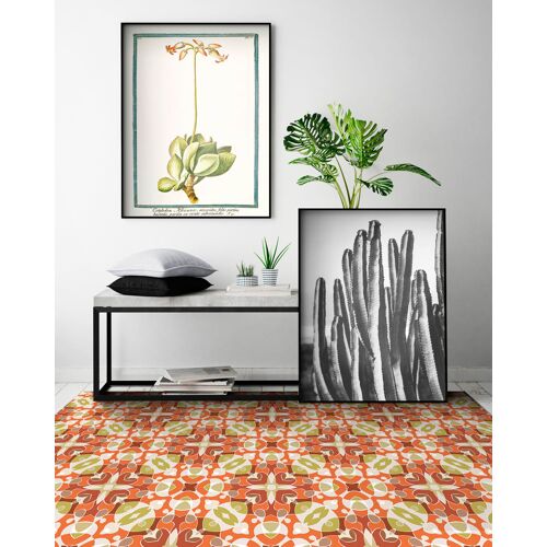 Tapis Vinyle Style Hydraulique Oriental Orange 120x170cm