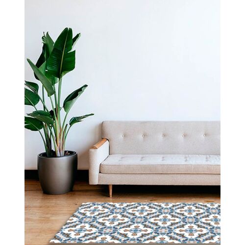 Tapis Vinyle Tuile Style Oriental Bleu 120x170cm