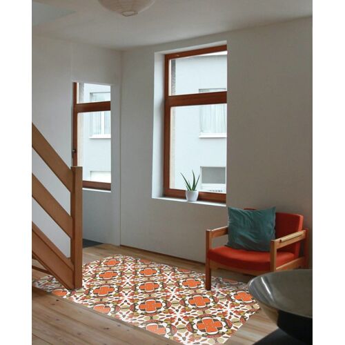 Tapis Vinyle Mosaïque Hydraulique Orientale Orange 120x170cm