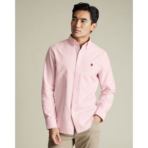 Chemise Oxford Délavée England Rugby À Col Boutonné - Rose Pour Homme Par Charles Tyrwhitt