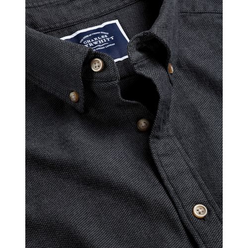 Chemise En Flanelle Brossée À Col À Pointes Boutonnées - Gris Anthracite En Charbon Pour Homme Par Charles Tyrwhitt