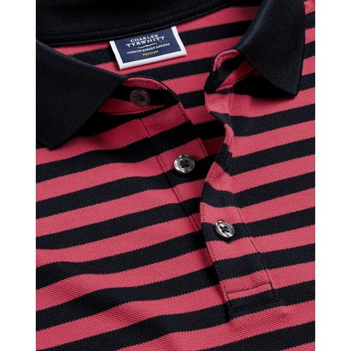 Polo Tyrwhitt À Rayures En Piqué - Corail Et Bleu Marine Pour Homme Par Charles Tyrwhitt