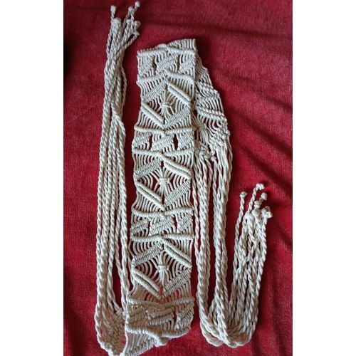 Belle Ceinture En Macramé 165/8,5cm Écrue .Neuve